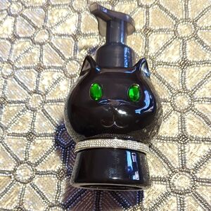 BBW Black Cat Soap Dispenser with Green Eyes